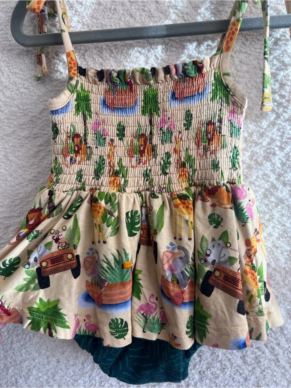 Birdie Bean Infant Safari‎ Dress Bodysuit Bamboo Size 6-12 Months